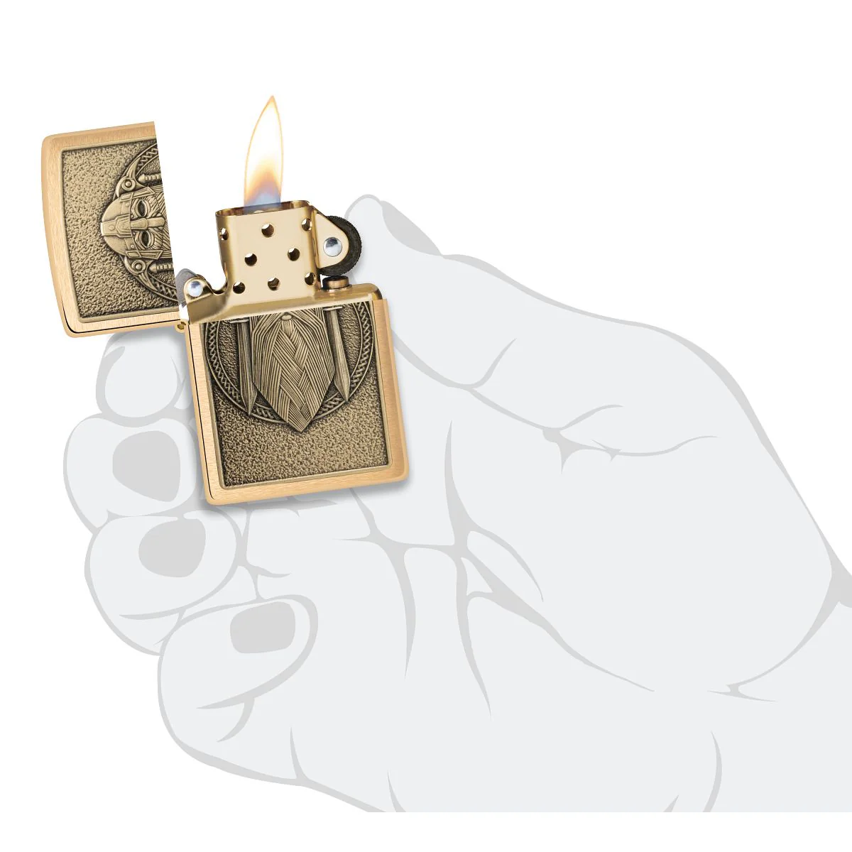 Zippo Lighter: Odin Emblem - Brushed Brass 46856 - Image 5