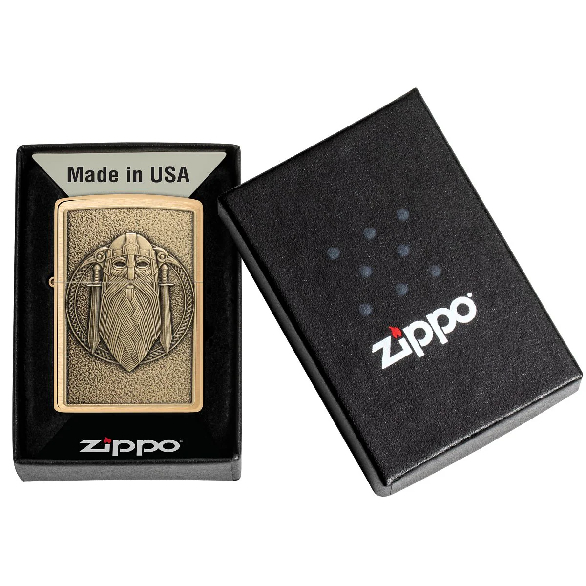 Zippo Lighter: Odin Emblem - Brushed Brass 46856 - Image 6