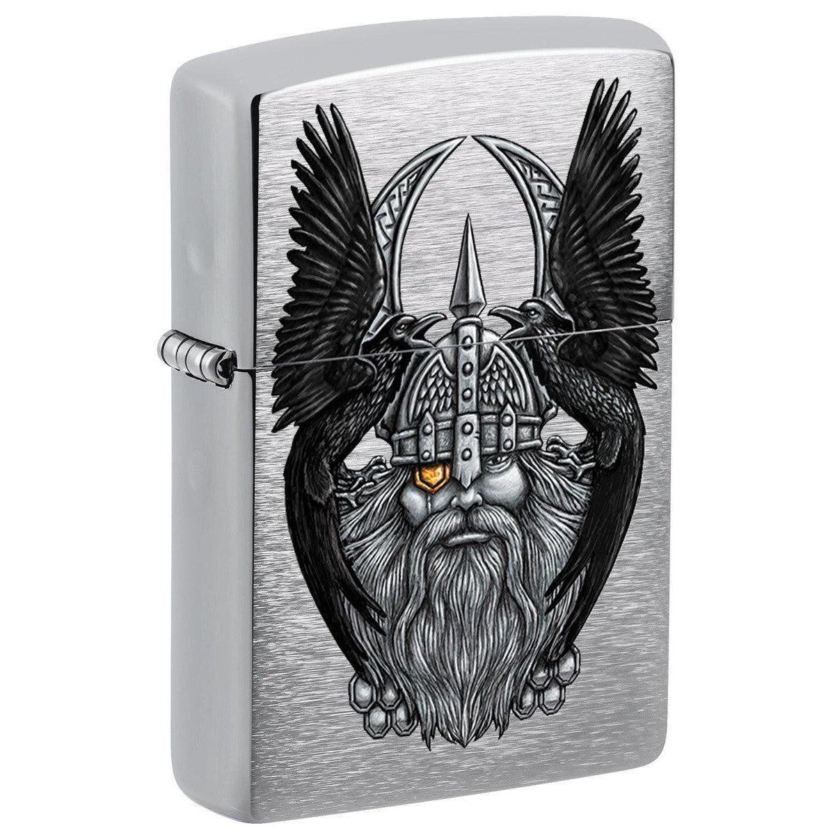 Zippo Lighter: Odin with Ravens - Brushed Chrome 81469