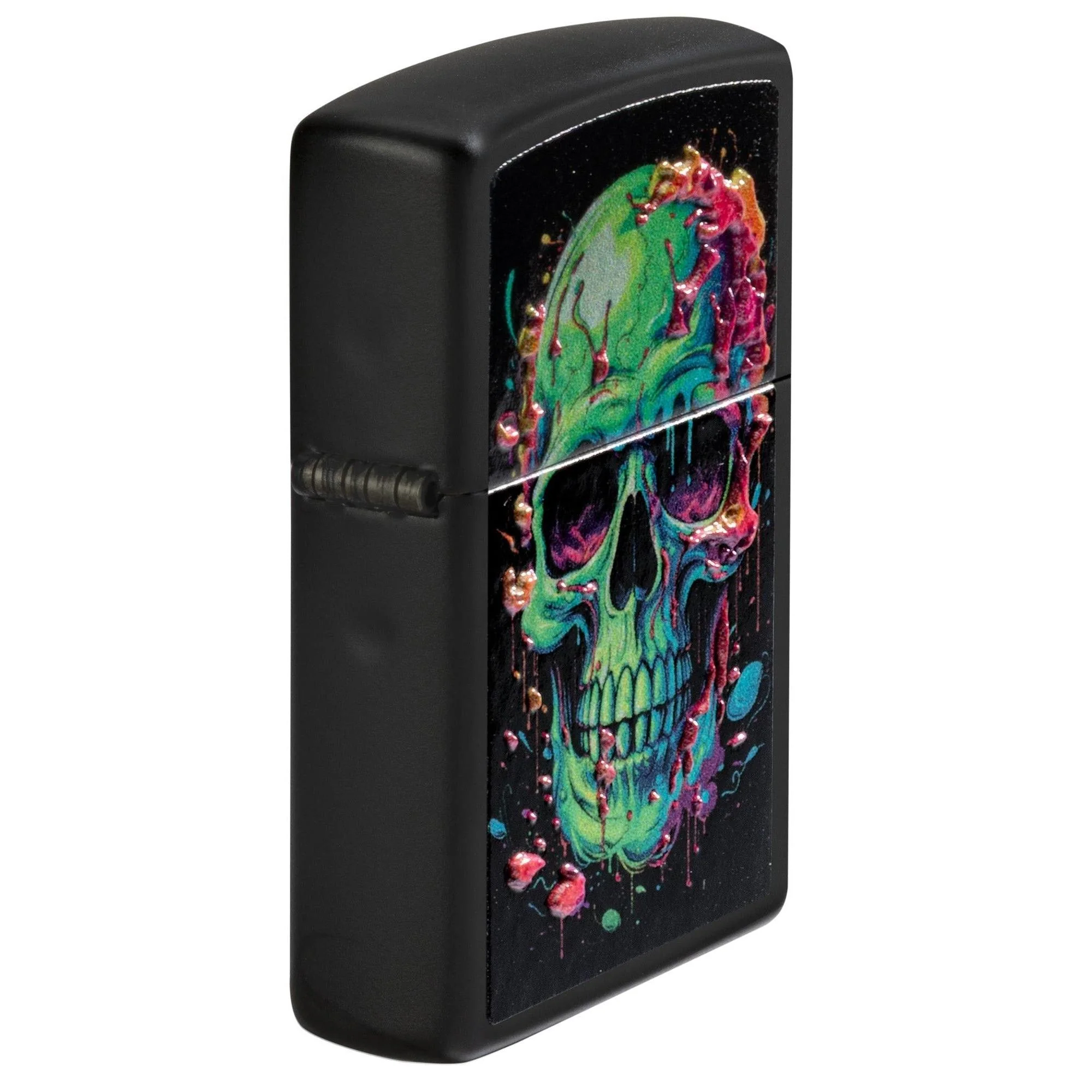 Zippo Lighter: Oozing Green Skull, Texture - Black Matte 81705 - Image 2