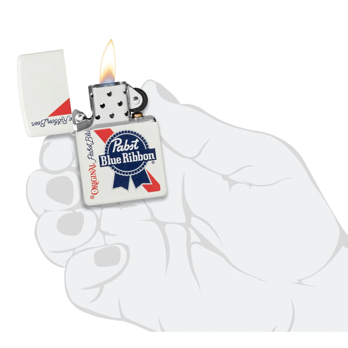 Zippo Lighter: Original Pabst Blue Ribbon - White Matte 48746 - Image 5