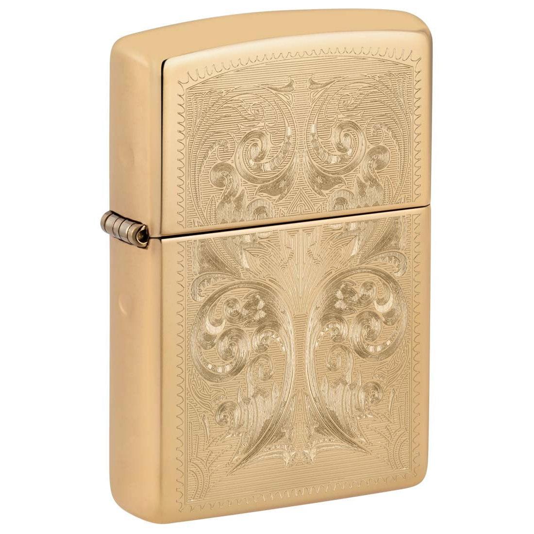 Zippo Lighter: Ornate Design Engraved - High Polish Brass 81393