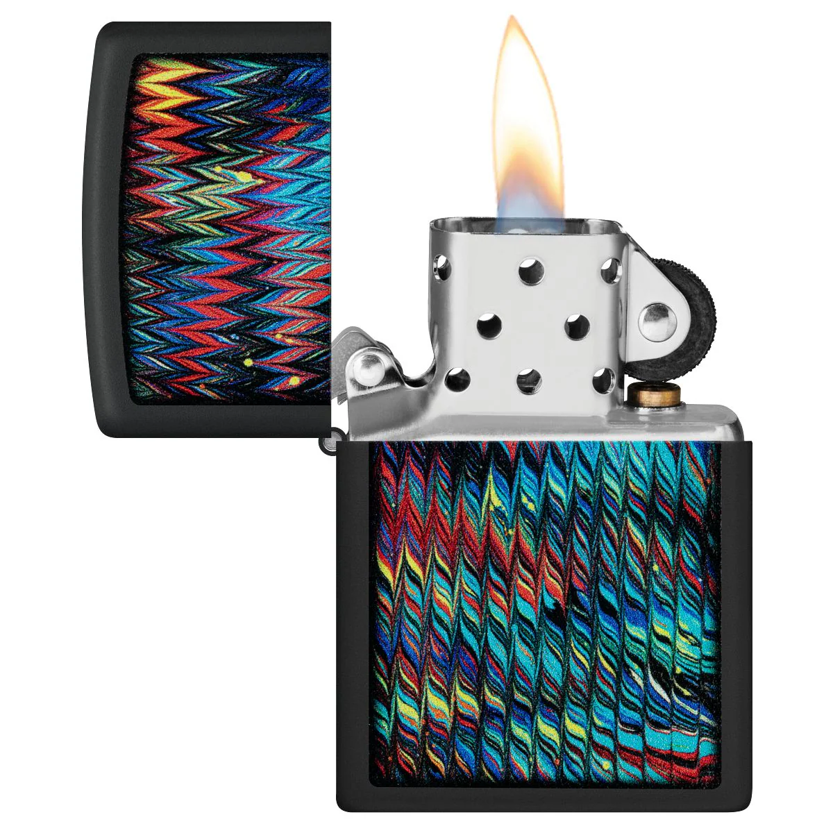 Zippo Lighter: Paint Pour Design - Black Matte 46169 - Image 3