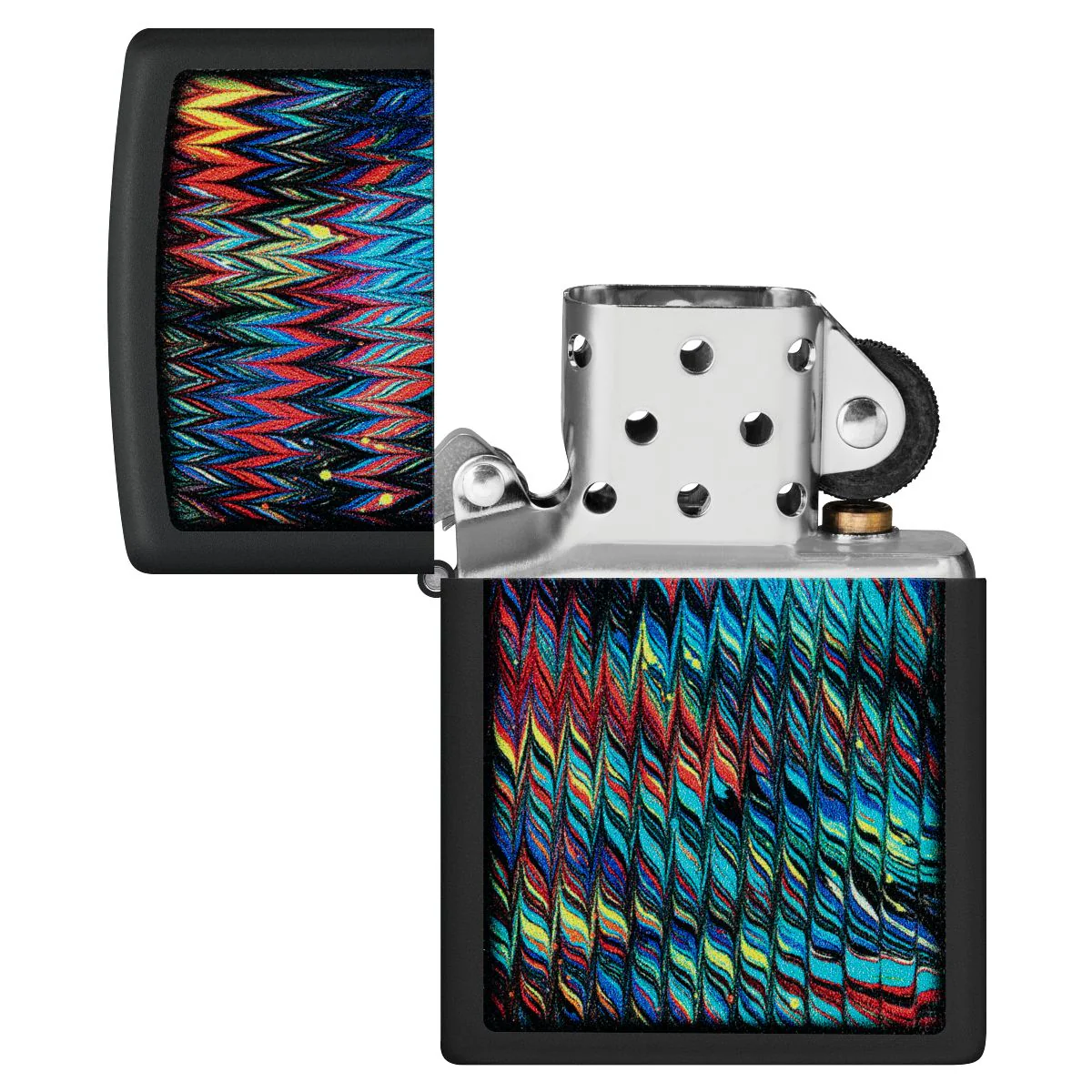 Zippo Lighter: Paint Pour Design - Black Matte 46169 - Image 4