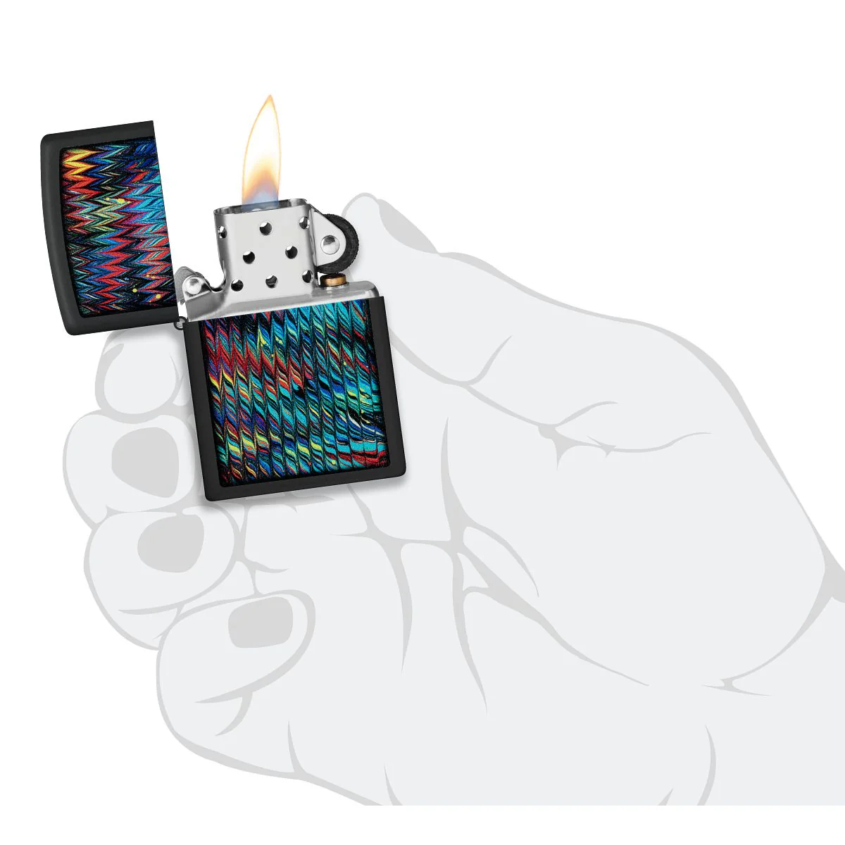 Zippo Lighter: Paint Pour Design - Black Matte 46169 - Image 5