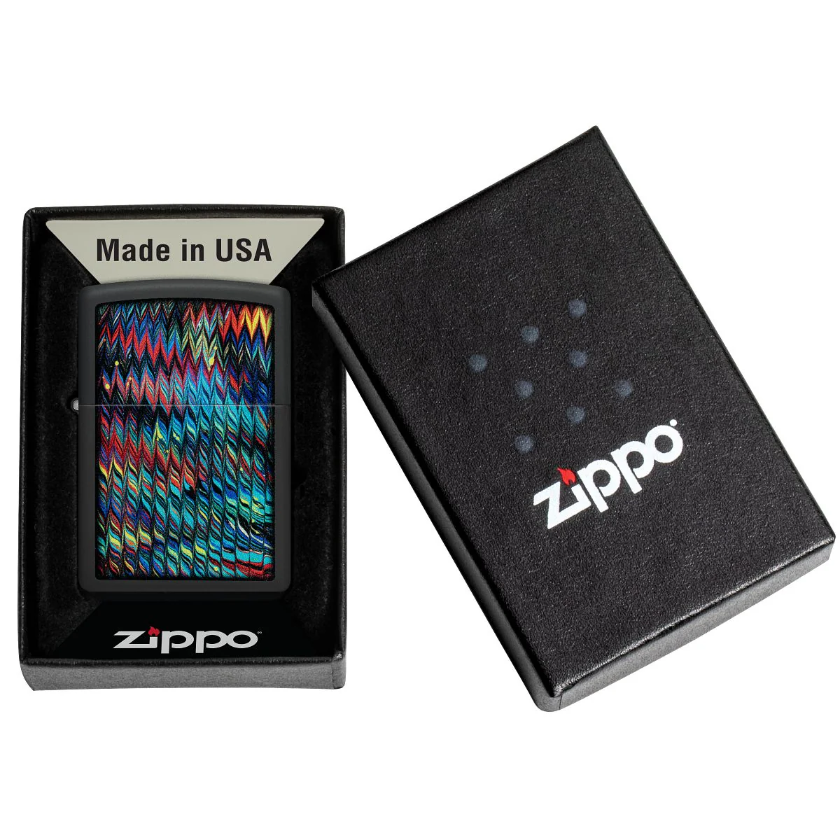 Zippo Lighter: Paint Pour Design - Black Matte 46169 - Image 6