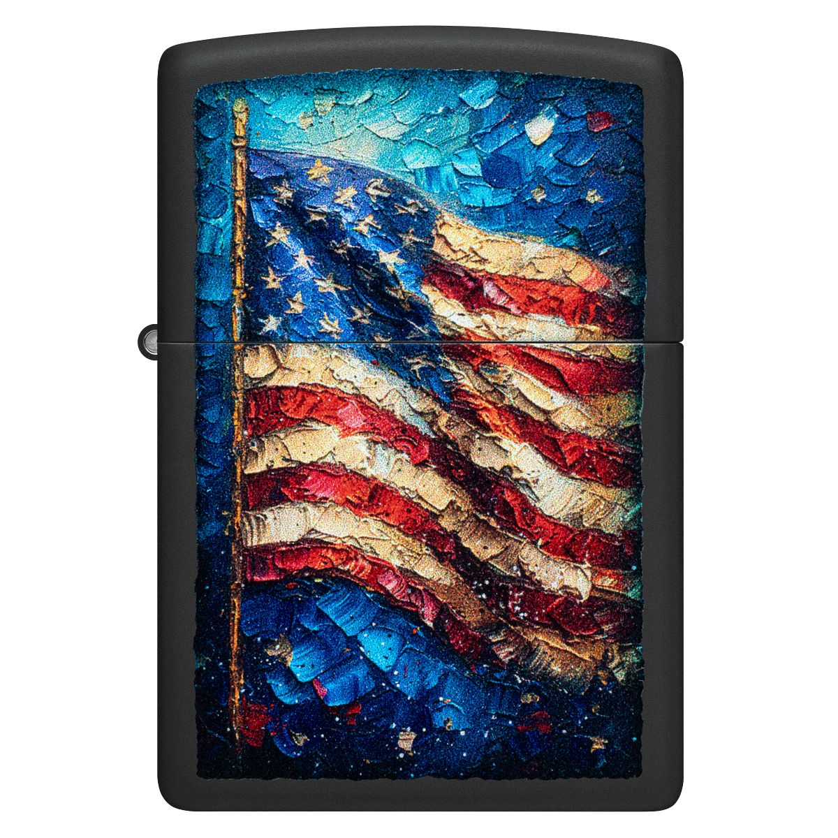 Zippo Lighter: Painted Flag Design - Black Matte 46718 - Image 2