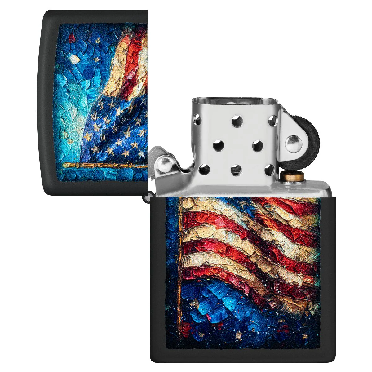 Zippo Lighter: Painted Flag Design - Black Matte 46718 - Image 4