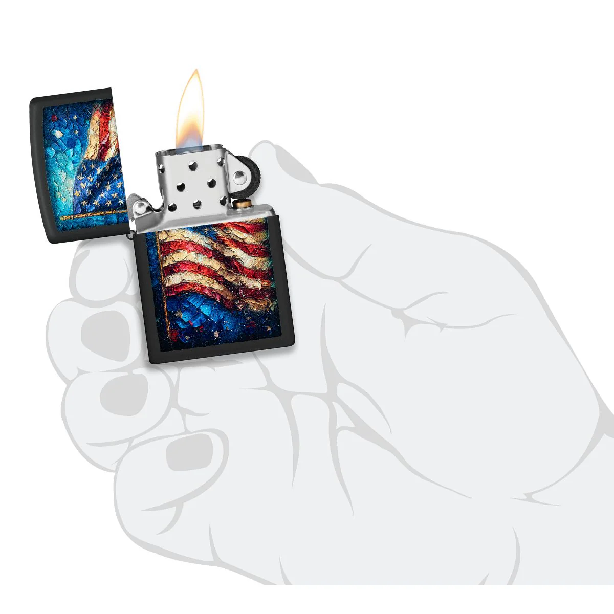 Zippo Lighter: Painted Flag Design - Black Matte 46718 - Image 5
