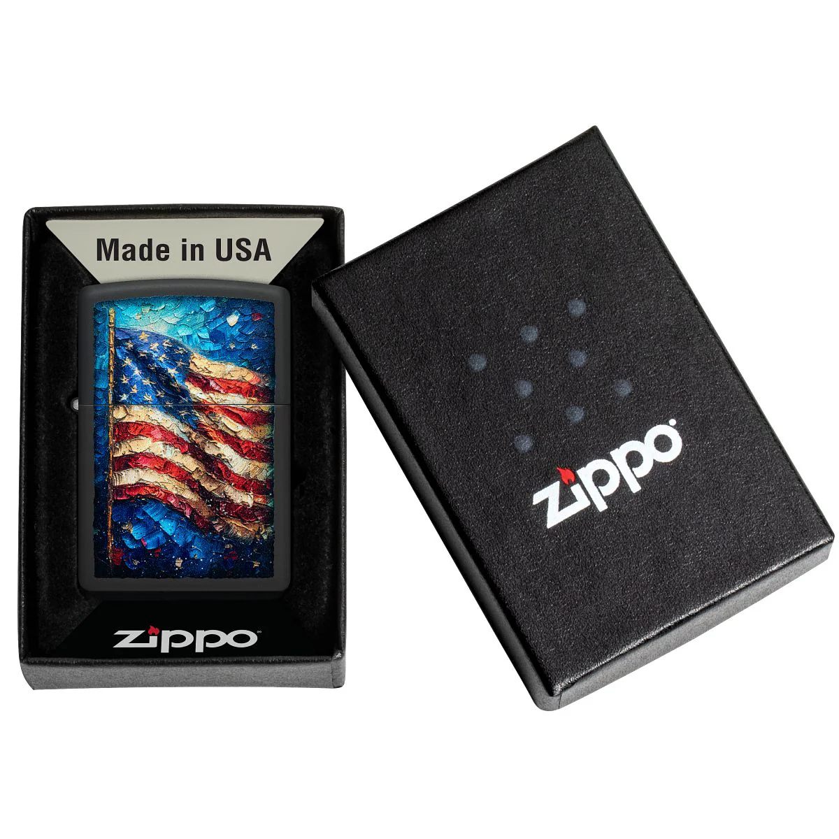 Zippo Lighter: Painted Flag Design - Black Matte 46718 - Image 6