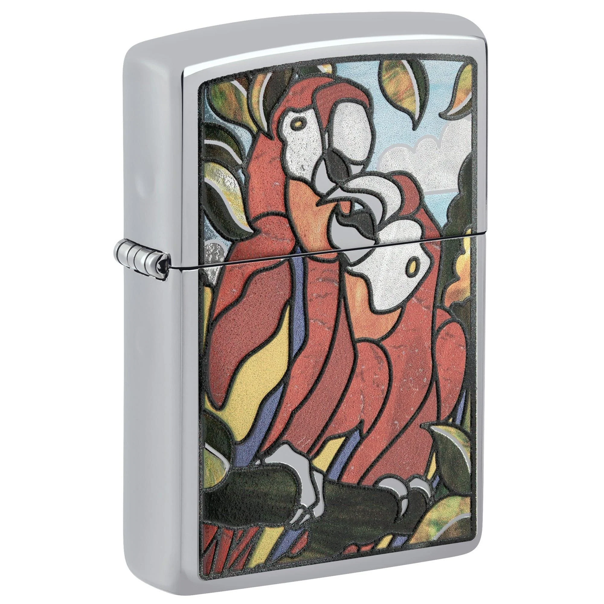 Zippo Lighter: Parrots Pals Design - High Polish Chrome 46142