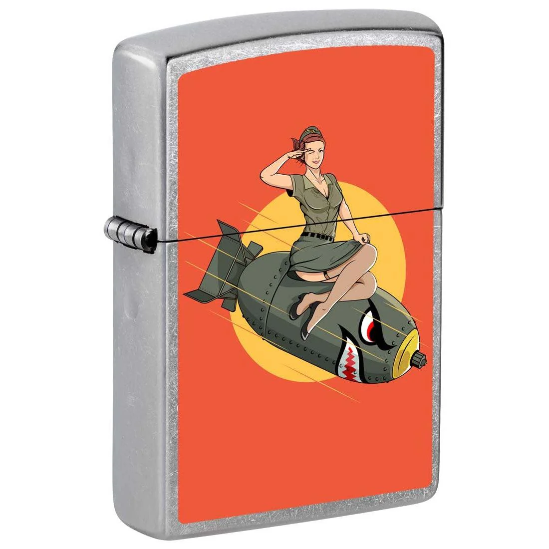 Zippo Lighter: Pin-up Girl on Bomb - Street Chrome 81290