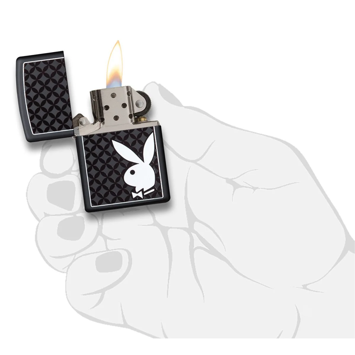 Zippo Lighter: Playboy Bunny Logo - Black Matte 29578 - Image 5