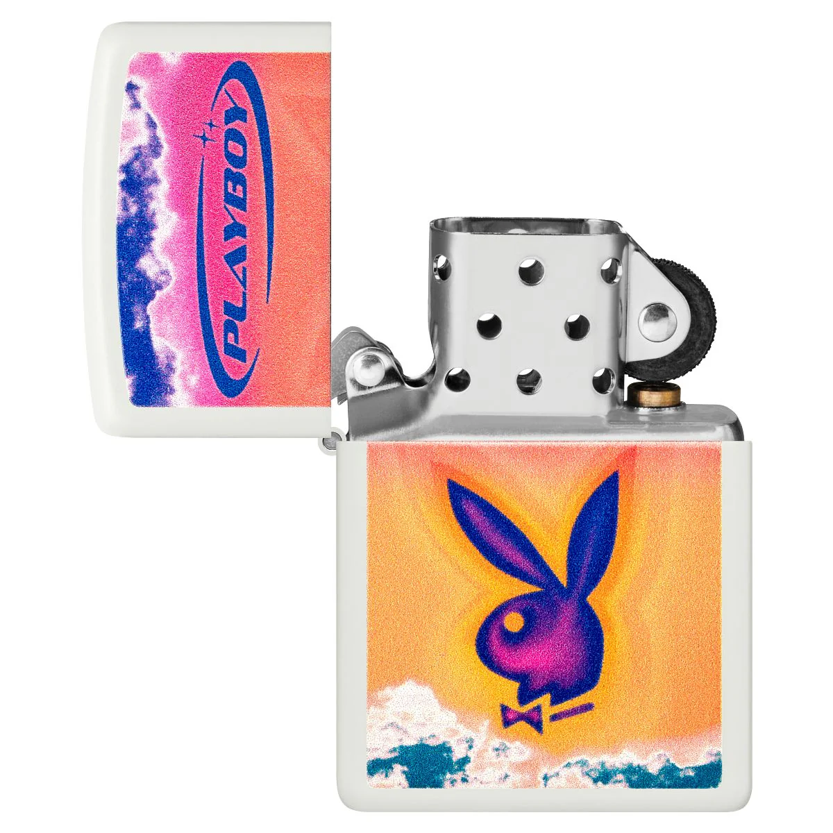 Zippo Lighter: Playboy Bunny with Clouds - White Matte 48744 - Image 4