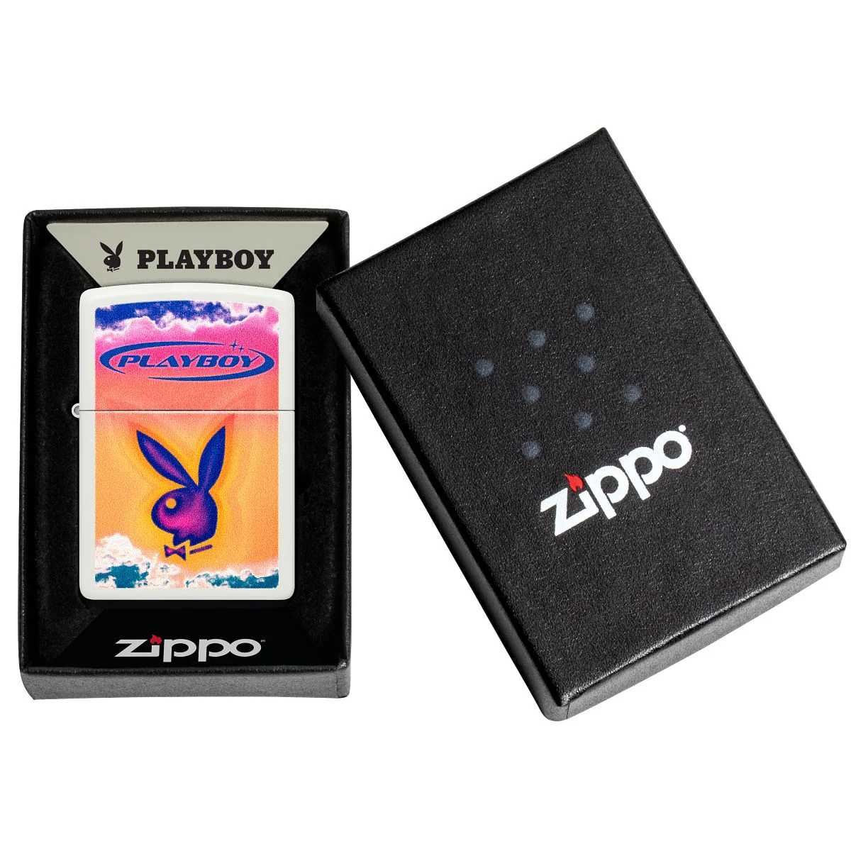 Zippo Lighter: Playboy Bunny with Clouds - White Matte 48744 - Image 6