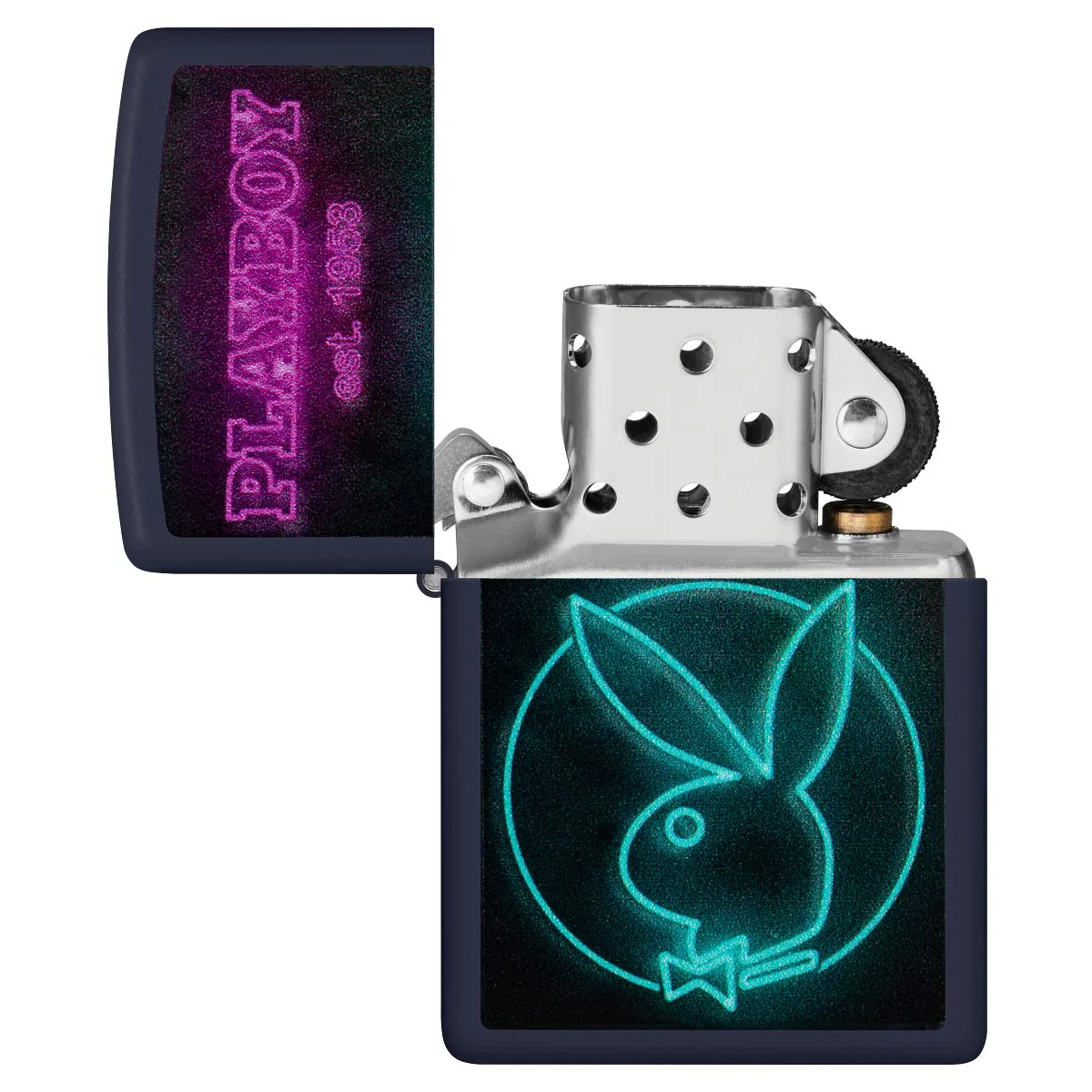Zippo Lighter: Playboy Neon - Navy Matte 46786 - Image 4