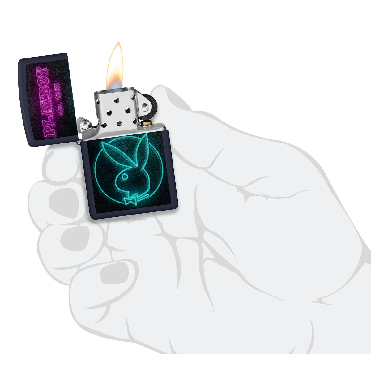 Zippo Lighter: Playboy Neon - Navy Matte 46786 - Image 5