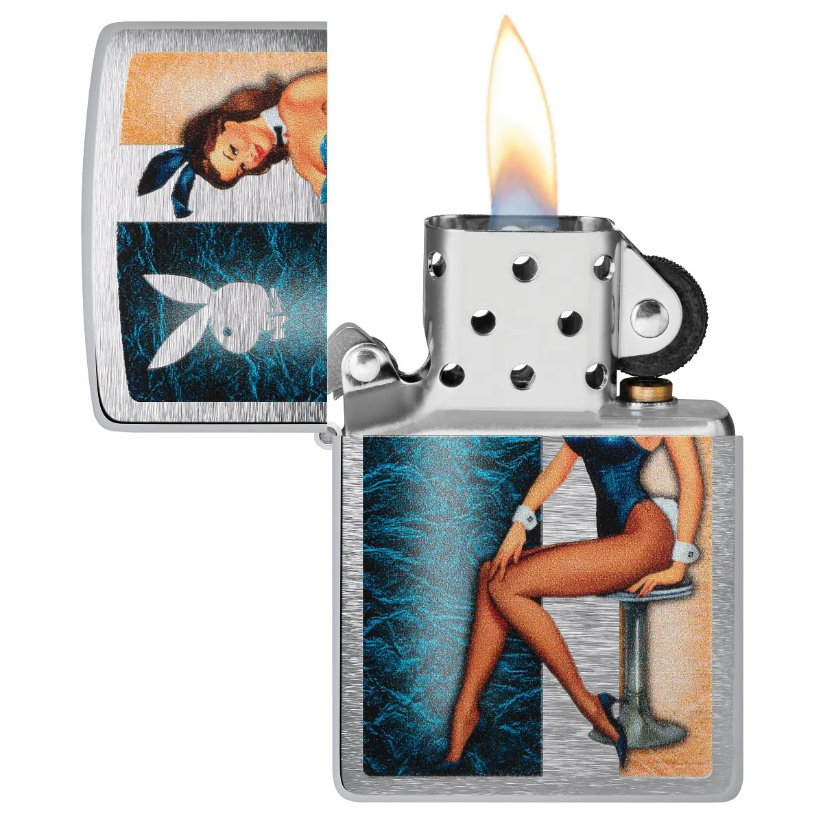 Zippo Lighter: Playboy Pinup Girl - Brushed Chrome 48374 - Image 3