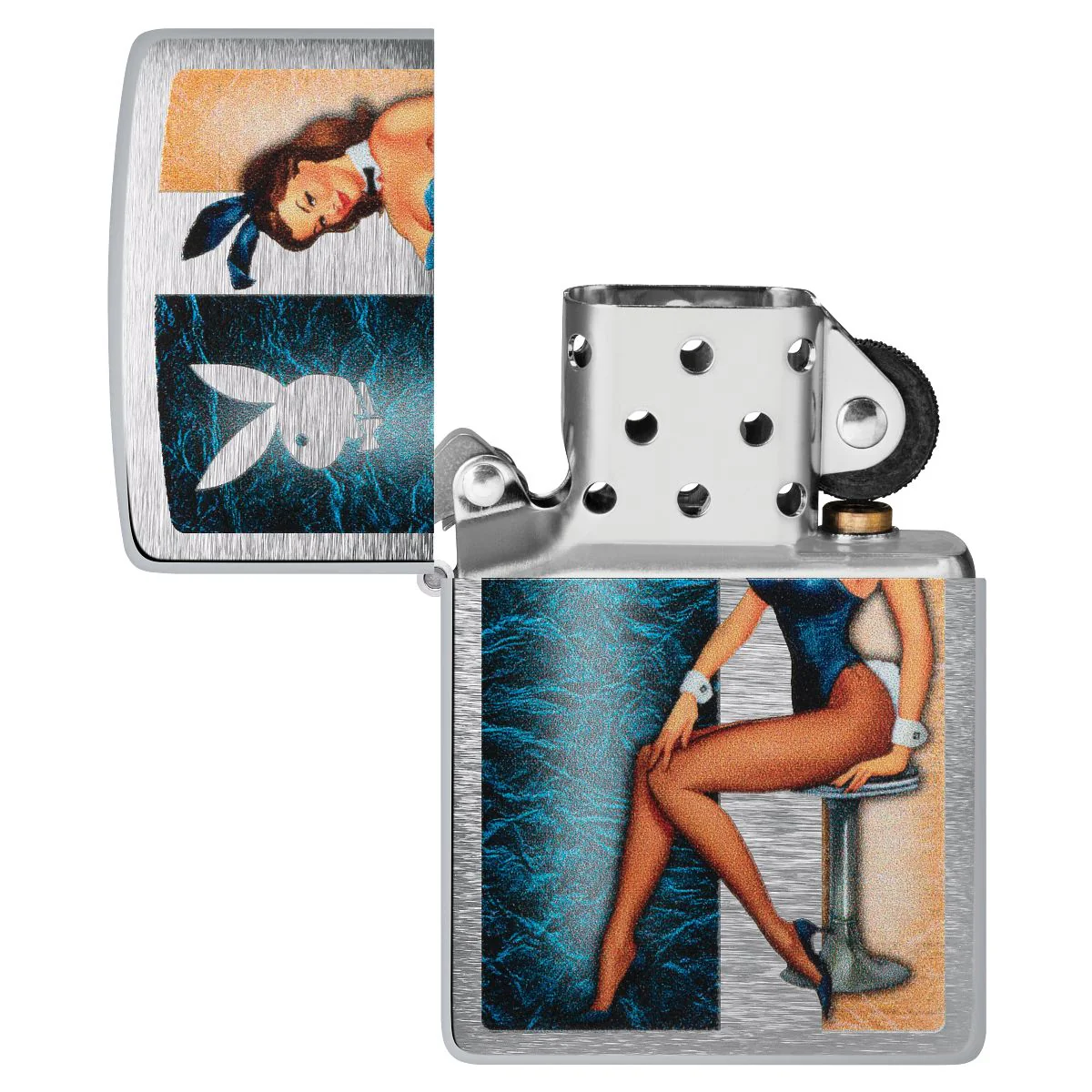 Zippo Lighter: Playboy Pinup Girl - Brushed Chrome 48374 - Image 4