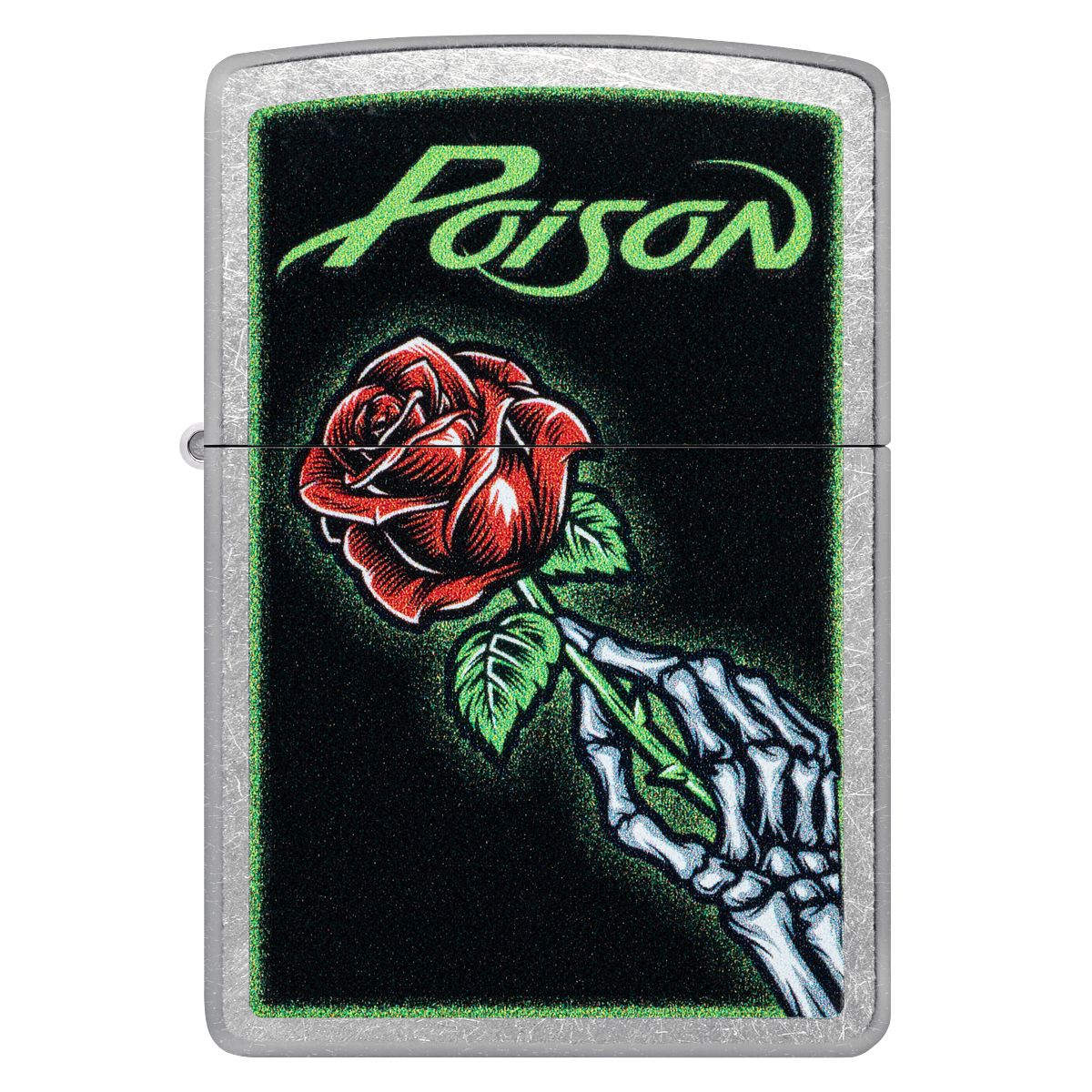 Zippo Lighter: Poison, Skeleton with Rose - Street Chrome 46593 - Image 2