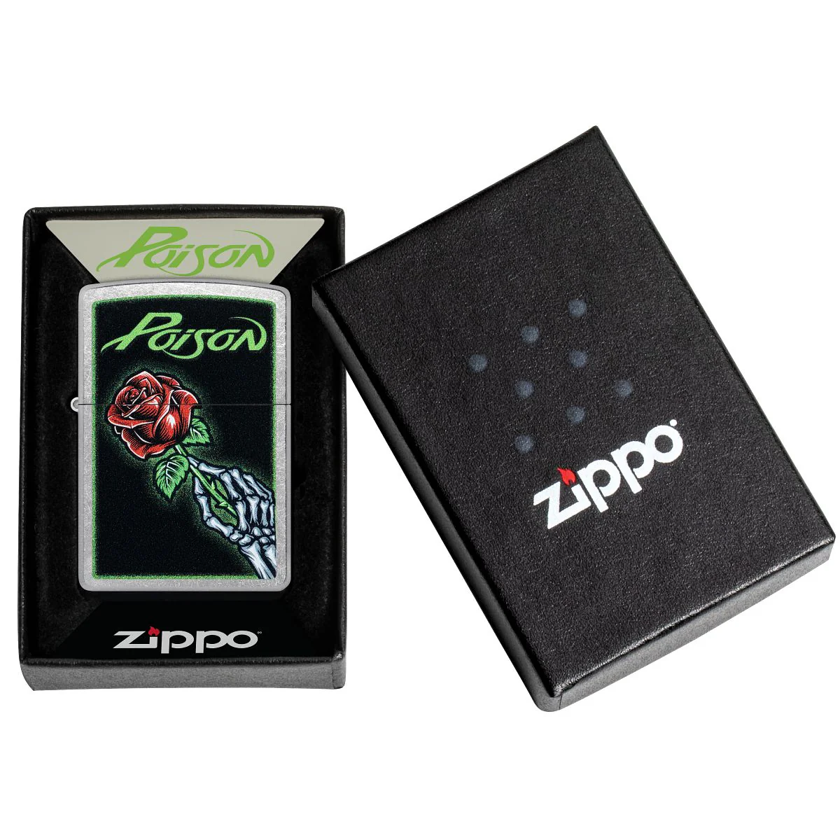 Zippo Lighter: Poison, Skeleton with Rose - Street Chrome 46593 - Image 6
