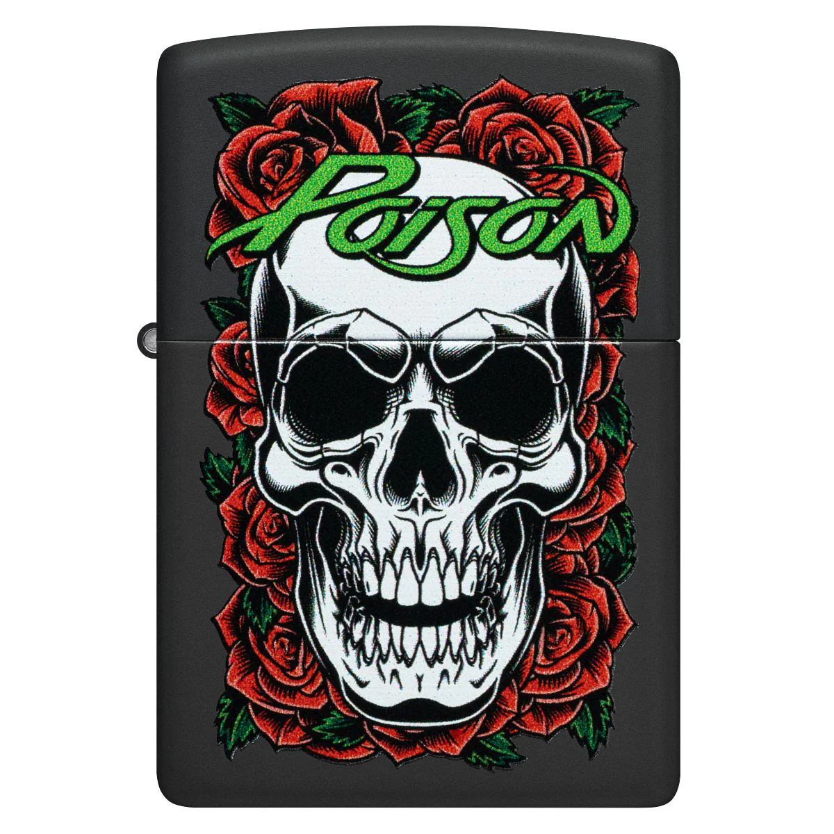 Zippo Lighter: Poison, Skull and Roses - Black Matte 47229 - Image 2