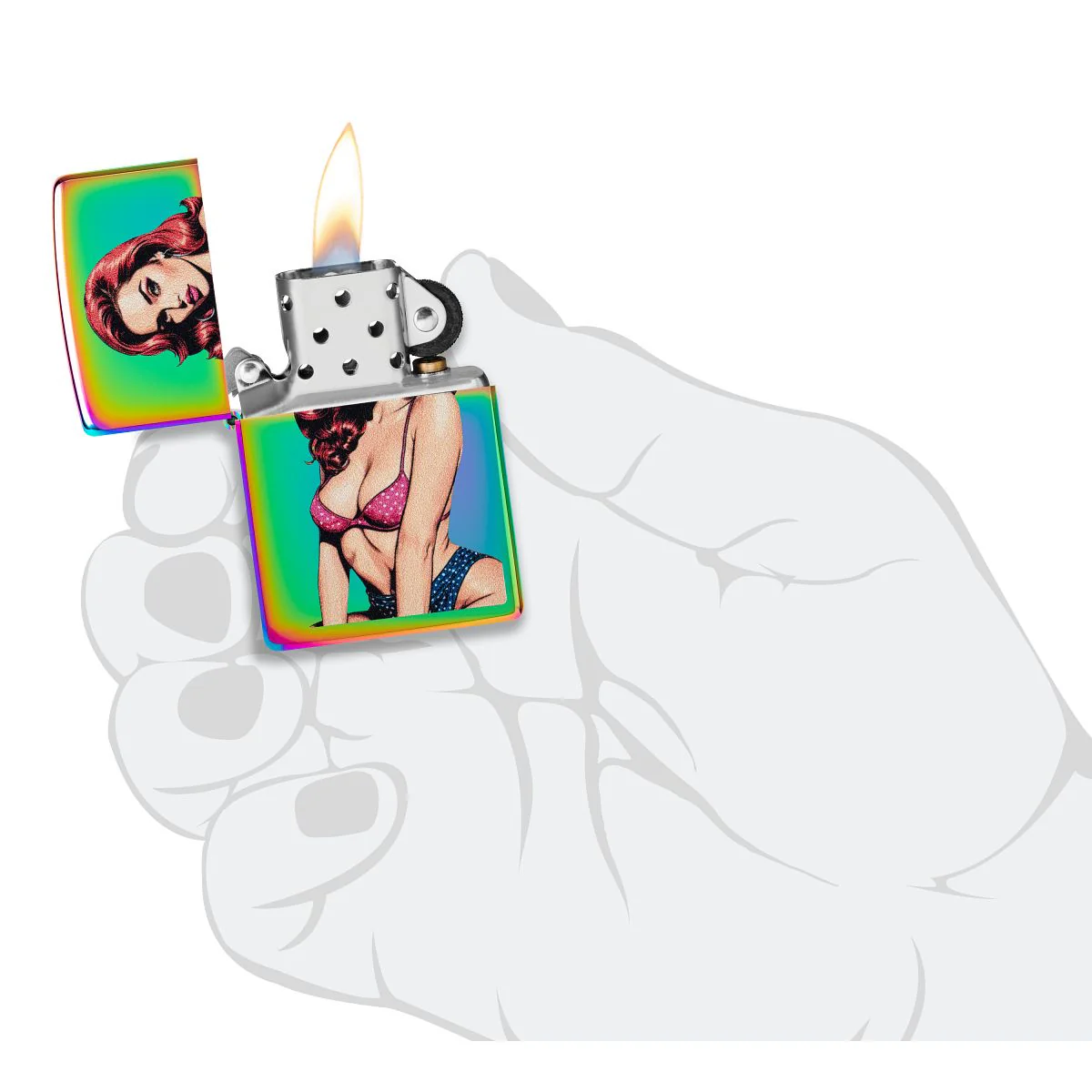 Zippo Lighter: Pop Art Pin-up Girl - Multi-Color 46906 - Image 5