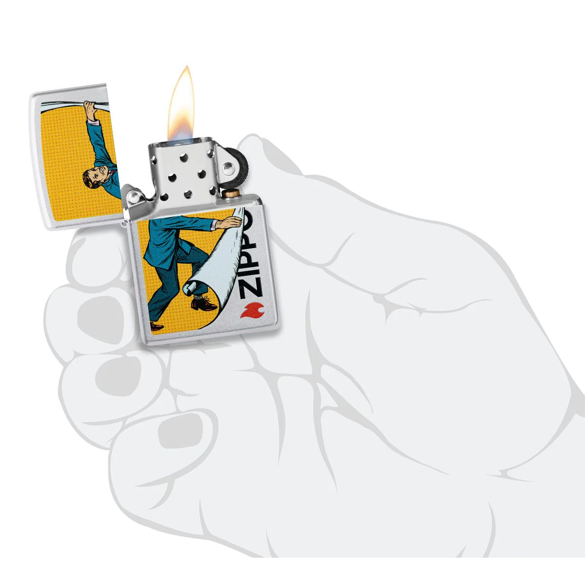Zippo Lighter: Pop Art, Zippo Reveal - Satin Chrome 46711 - Image 5