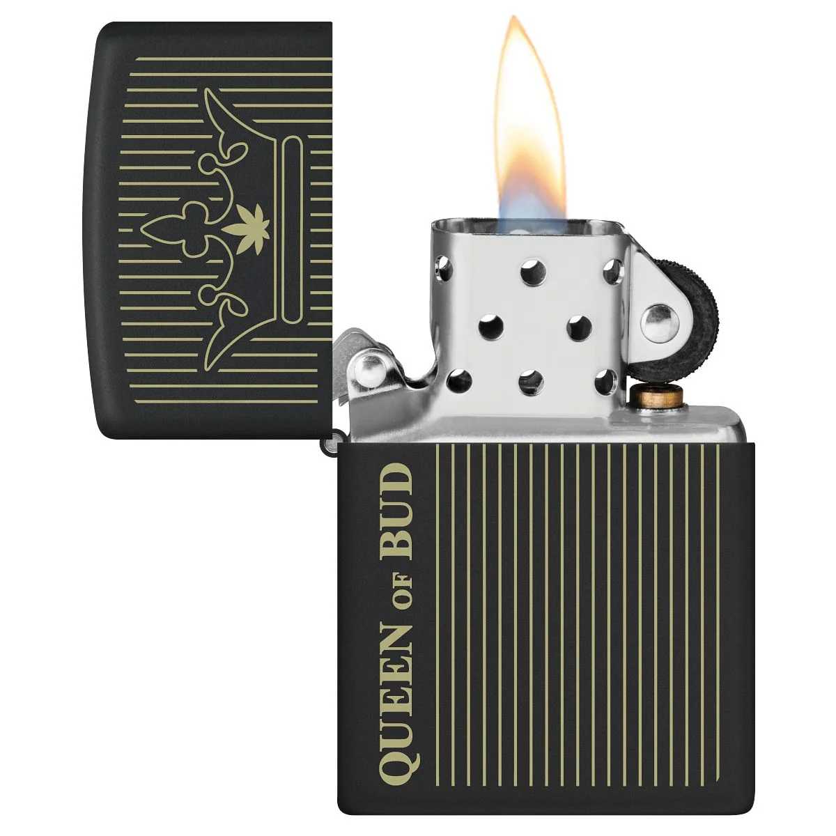 Zippo Lighter: Queen of Bud, Engraved - Black Matte 46683 - Image 3