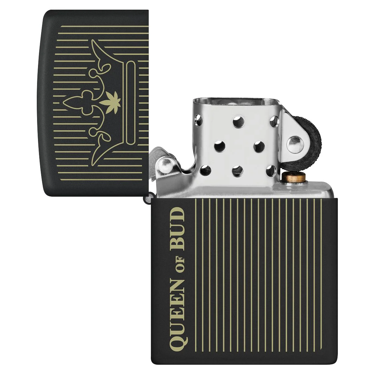 Zippo Lighter: Queen of Bud, Engraved - Black Matte 46683 - Image 4