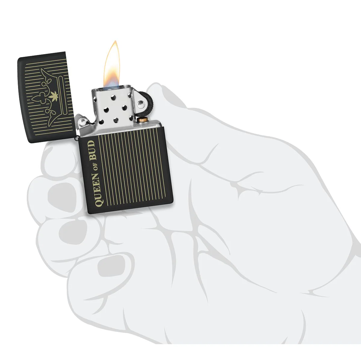 Zippo Lighter: Queen of Bud, Engraved - Black Matte 46683 - Image 5