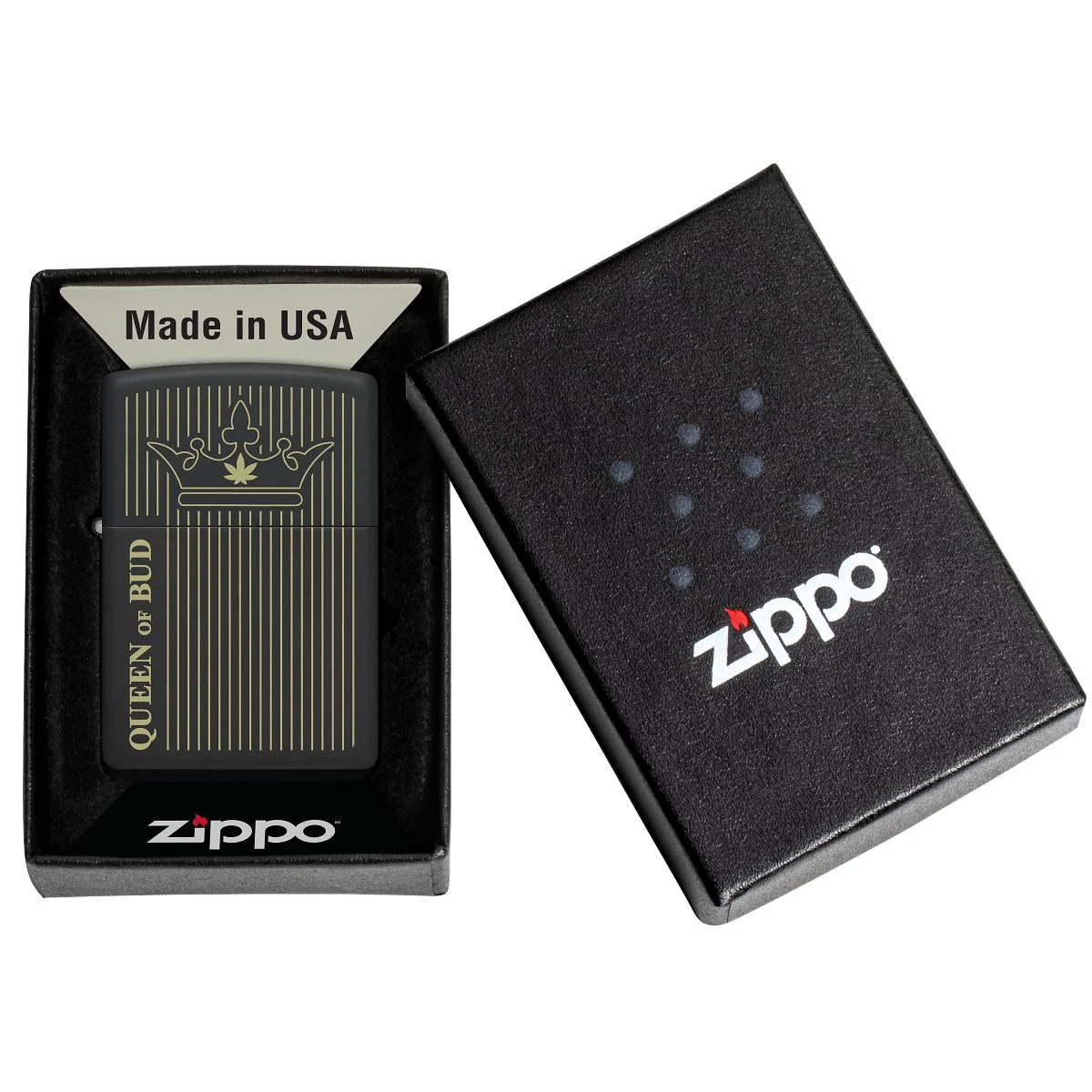 Zippo Lighter: Queen of Bud, Engraved - Black Matte 46683 - Image 6