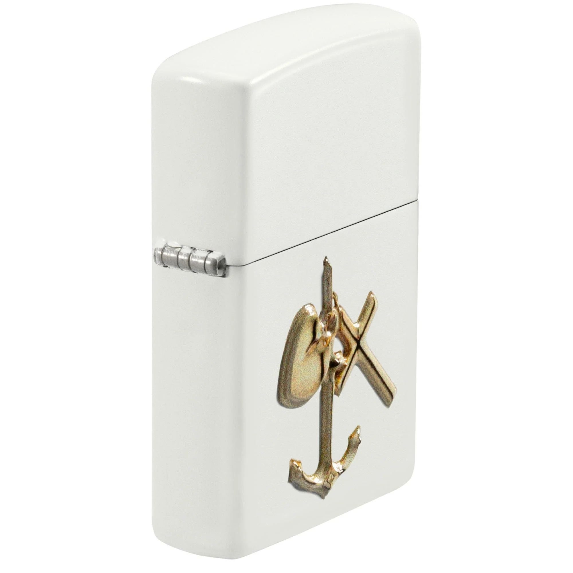 Zippo Lighter: Raised Anchor, Cross, and Heart Emblem - White Matte 81653 - Image 2