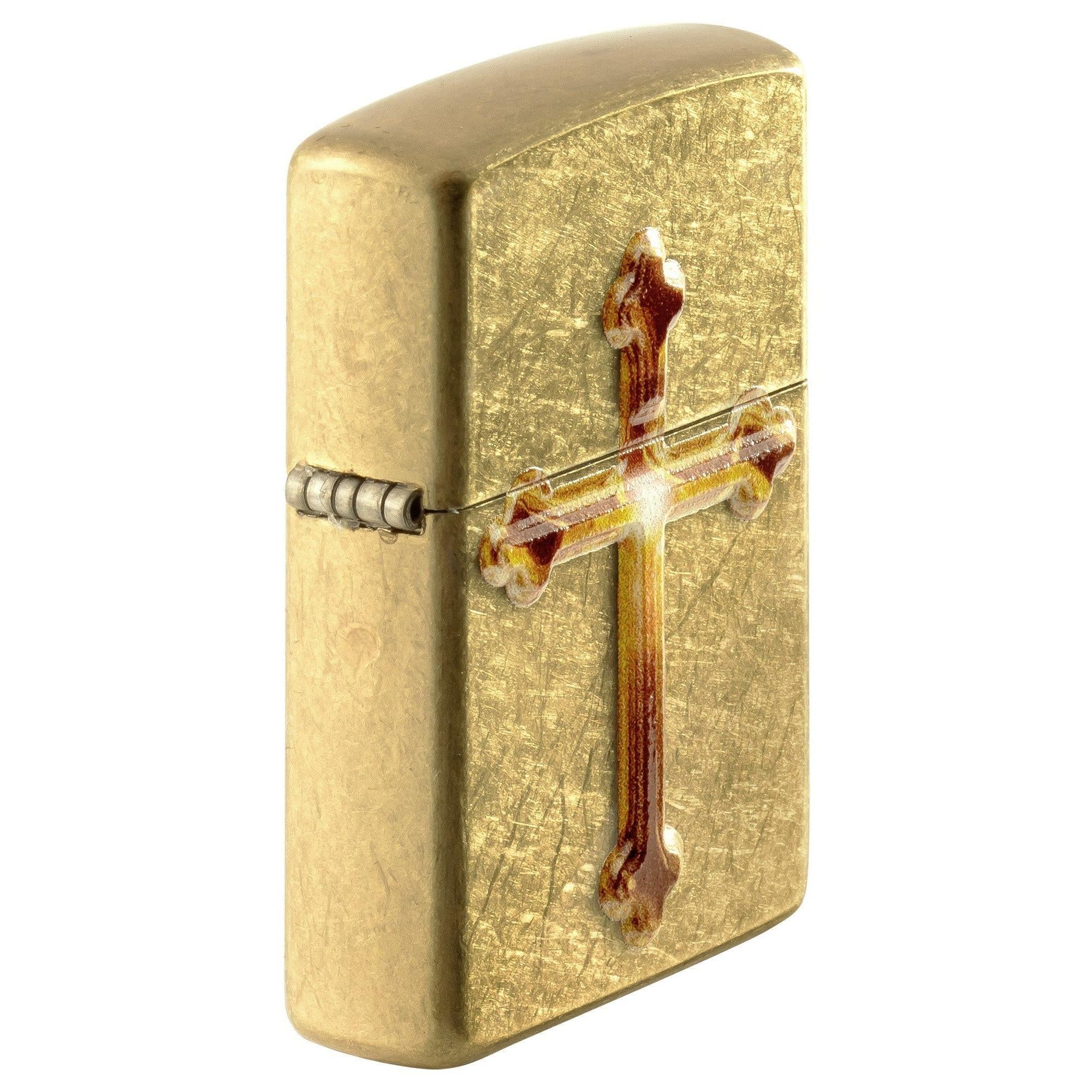 Zippo Lighter: Raised Cross Emblem - Street Brass 81651 - Image 2