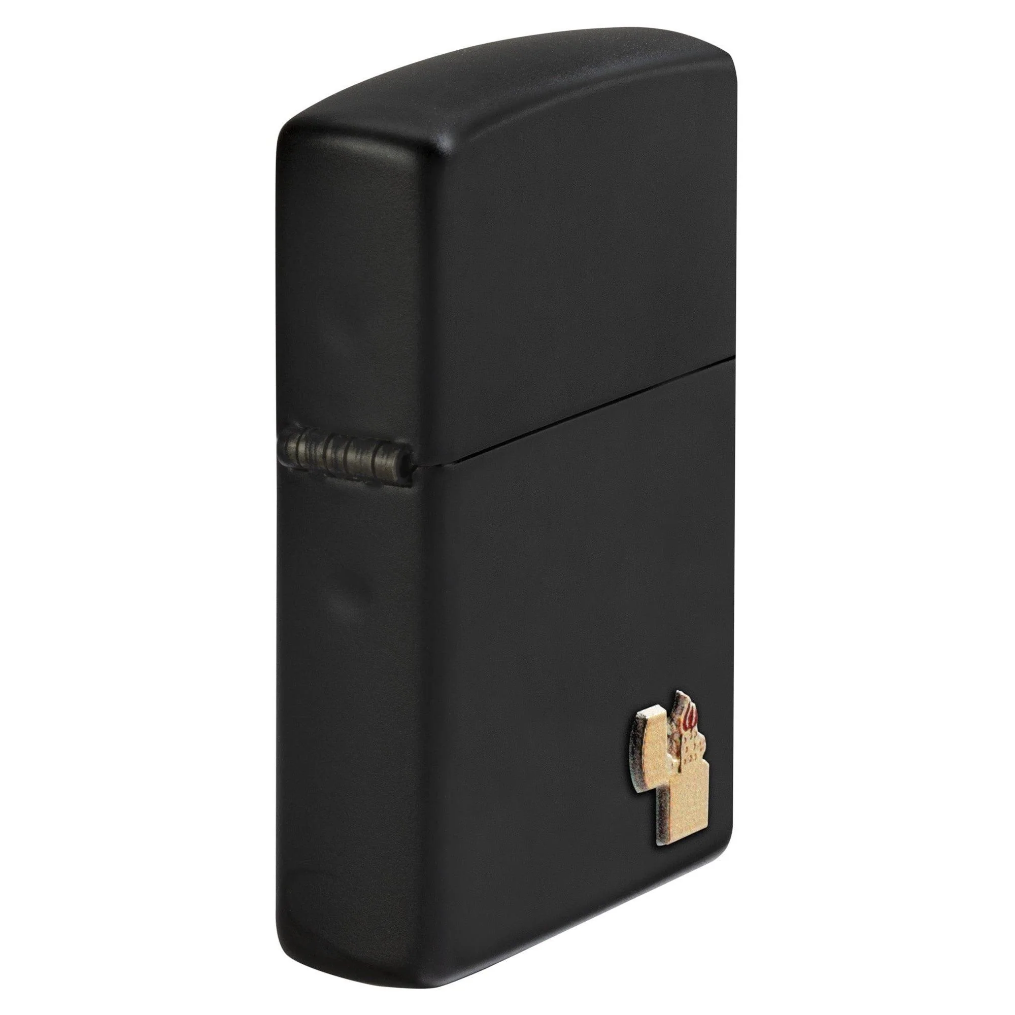 Zippo Lighter: Raised Lighter Emblem - Black Matte 81650 - Image 2