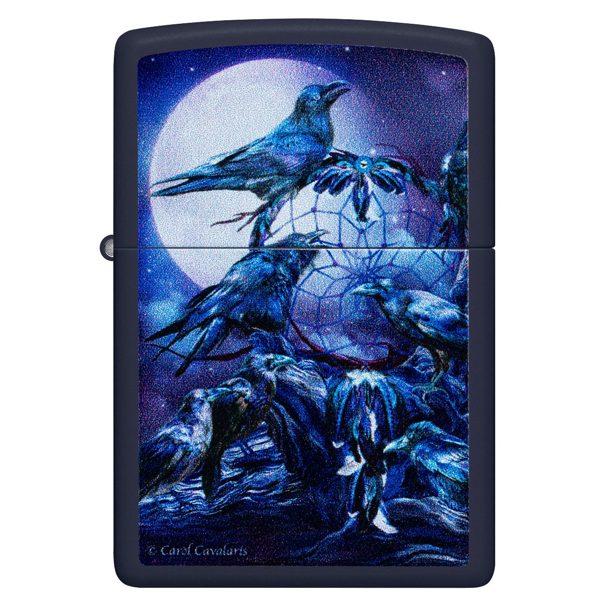 Zippo Lighter: Raven Dreams by Carol Cavalaris - Navy Blue Matte 46746 - Image 2