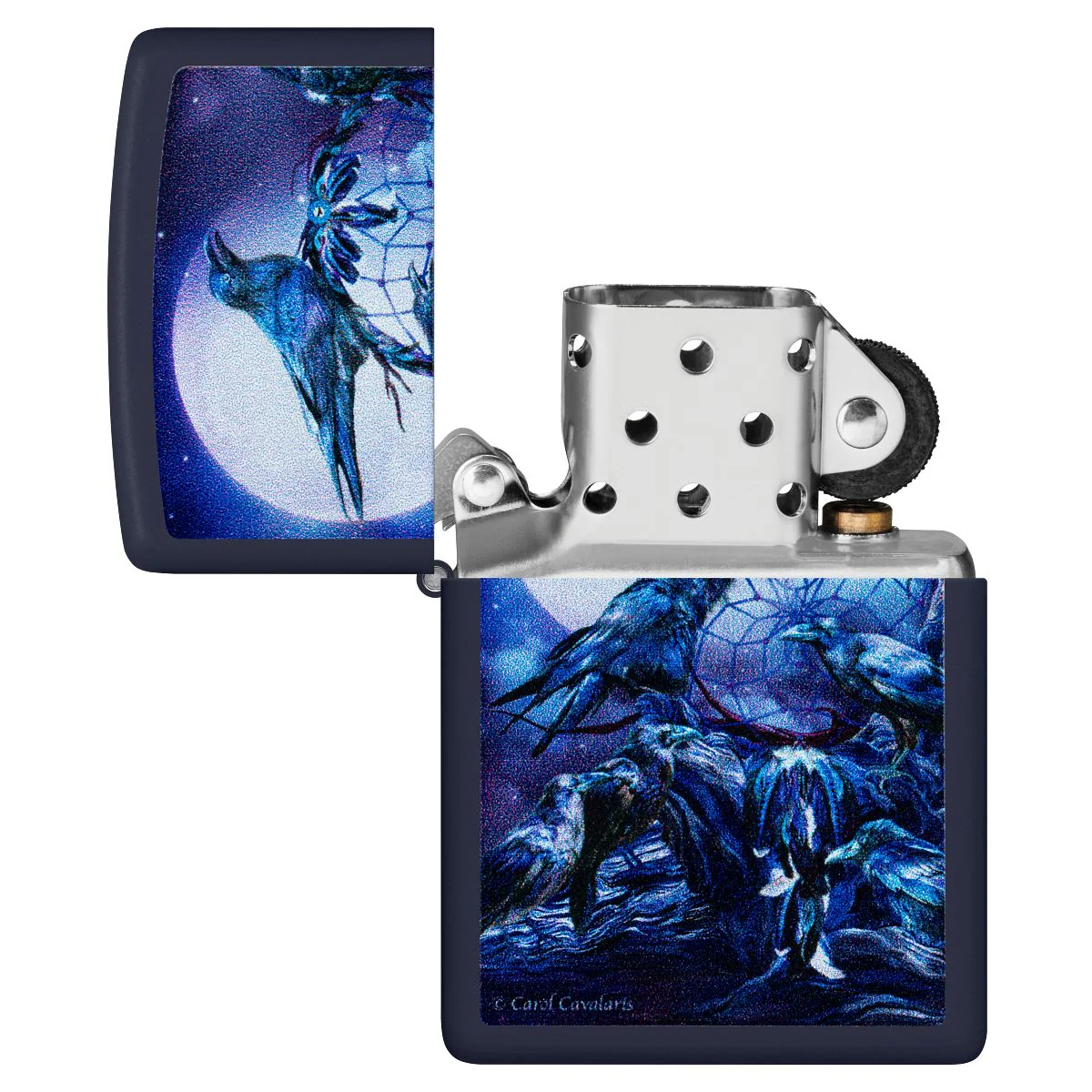 Zippo Lighter: Raven Dreams by Carol Cavalaris - Navy Blue Matte 46746 - Image 4