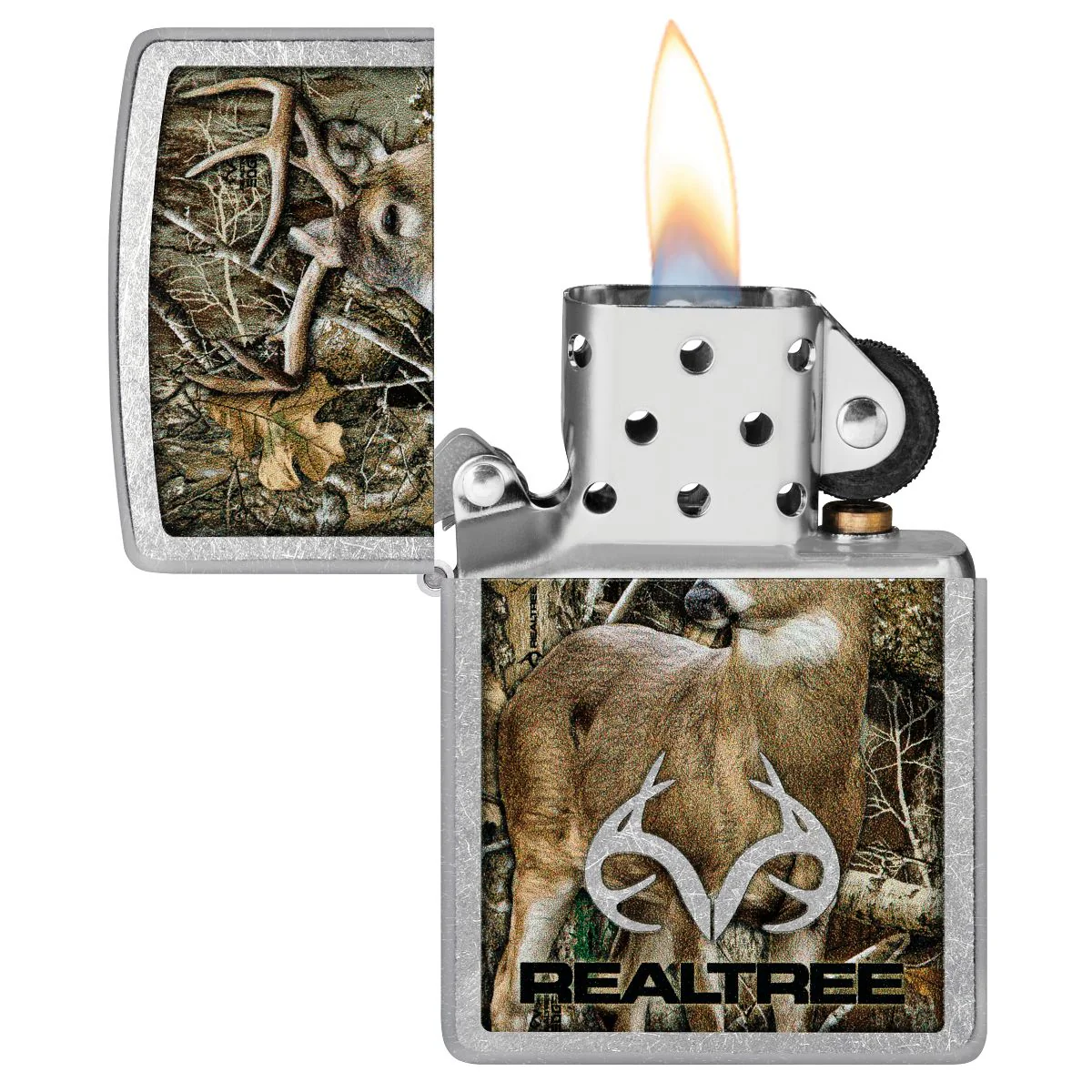 Zippo Lighter: Realtree with Buck in Woods - Street Chrome 46224 - Image 3