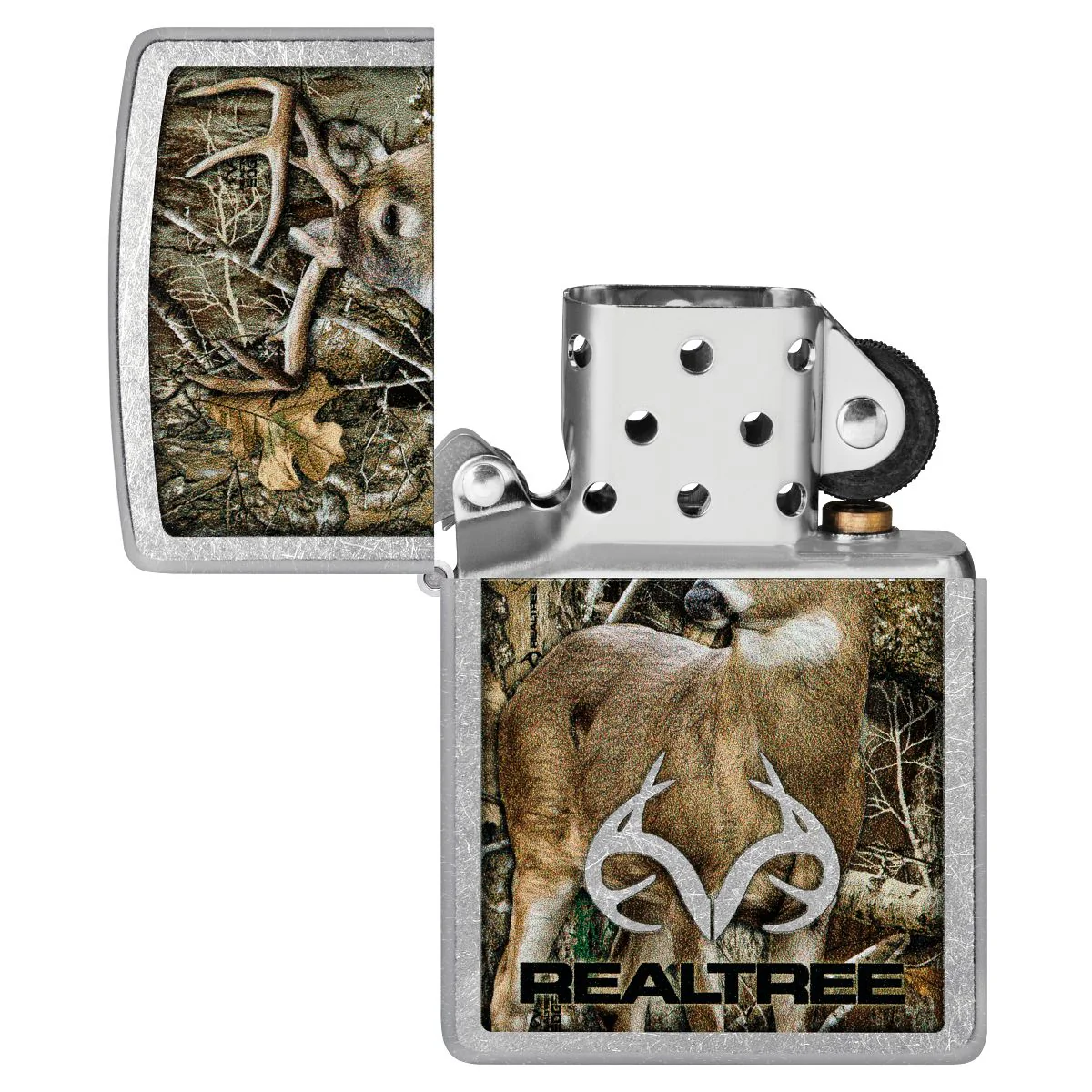 Zippo Lighter: Realtree with Buck in Woods - Street Chrome 46224 - Image 4