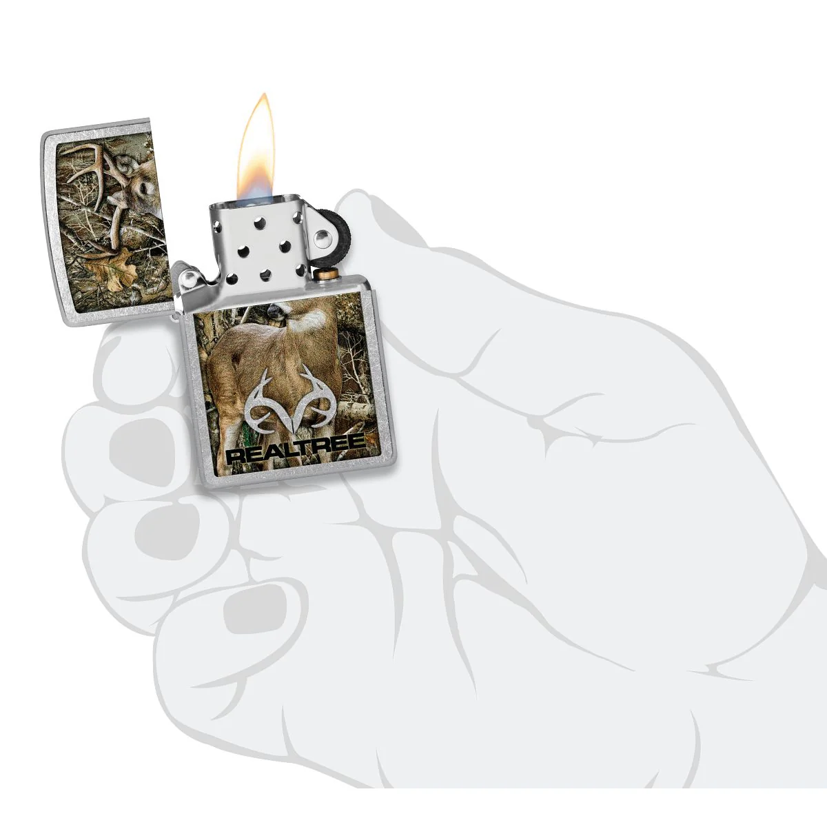 Zippo Lighter: Realtree with Buck in Woods - Street Chrome 46224 - Image 5