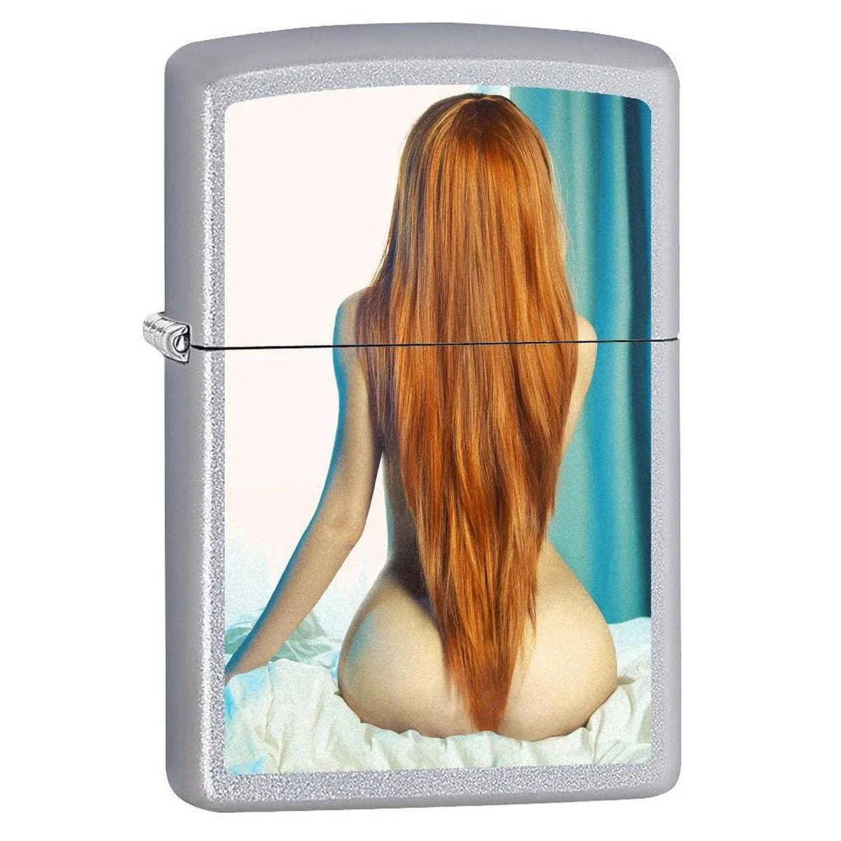 Zippo Lighter: Red Curtain - Satin Chrome 75834
