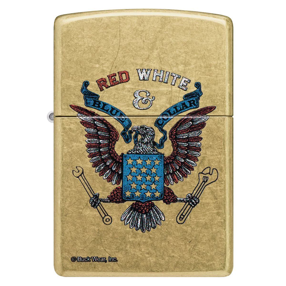 Zippo Lighter: Red, White and Blue Collar - Street Brass 46936 - Image 2