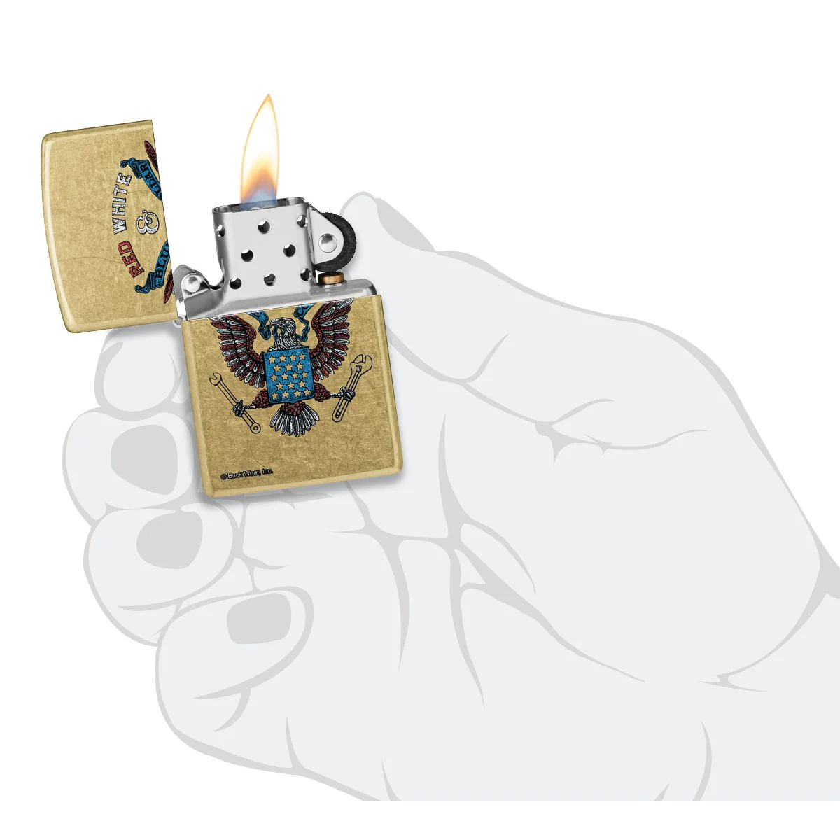 Zippo Lighter: Red, White and Blue Collar - Street Brass 46936 - Image 5