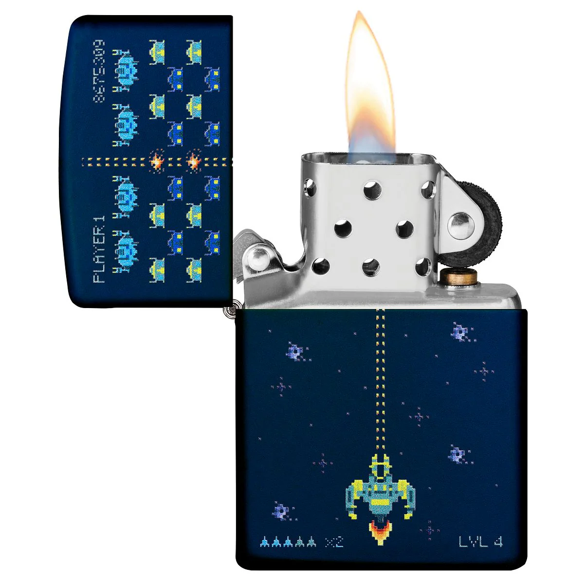 Zippo Lighter: Retro Video Game - Navy Matte 49114 - Image 3
