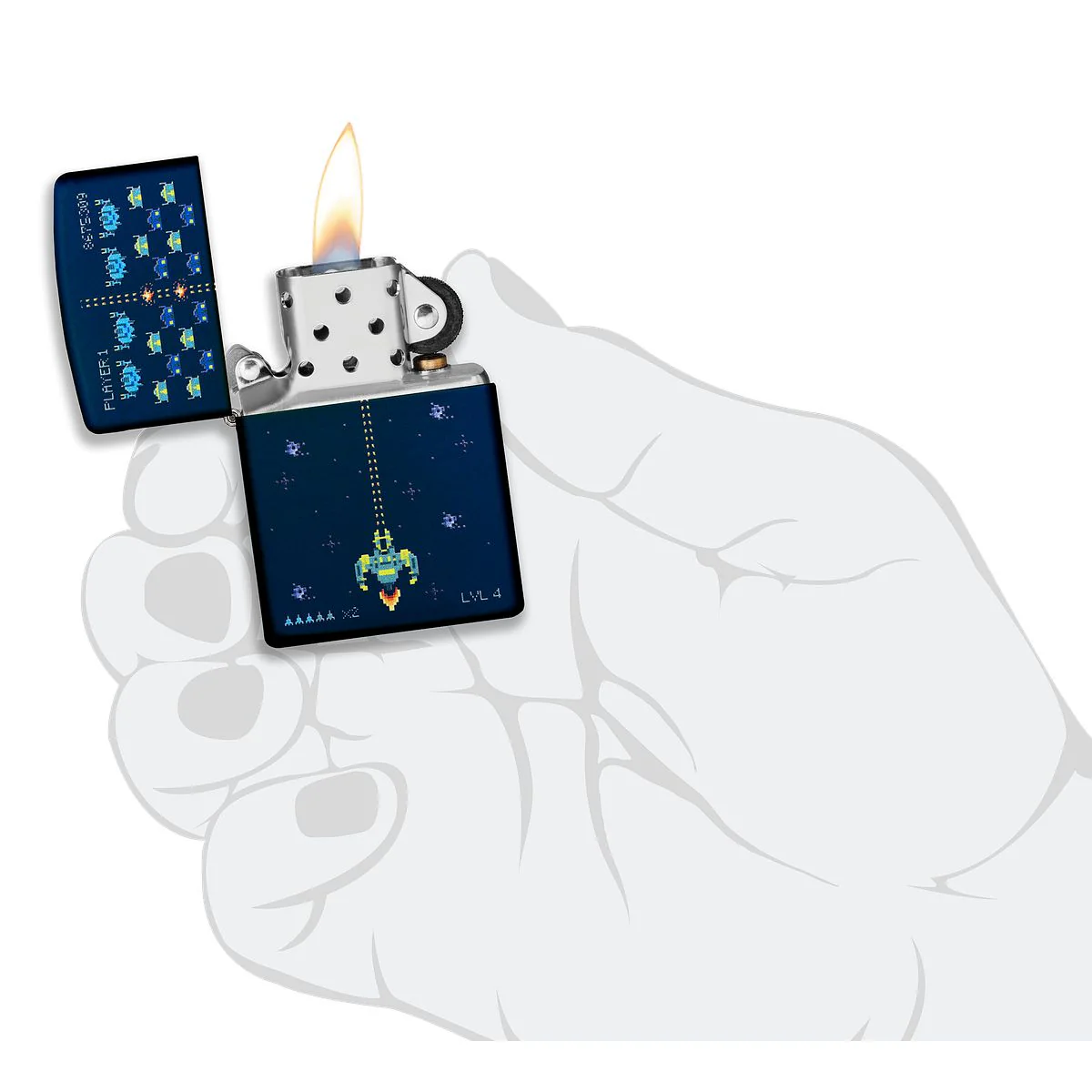 Zippo Lighter: Retro Video Game - Navy Matte 49114 - Image 5