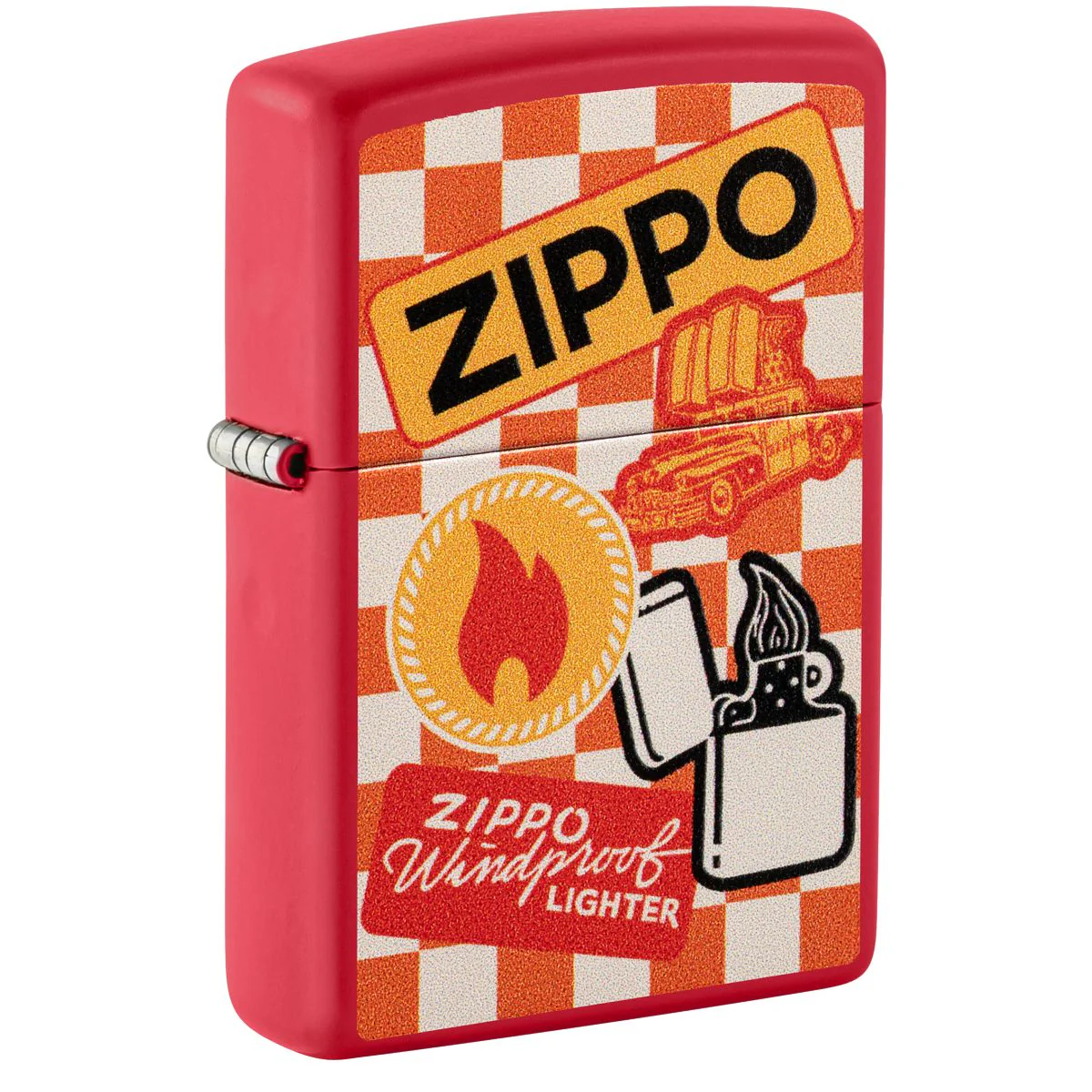 Zippo Lighter: Retro Zippo Design - Red Matte 48998