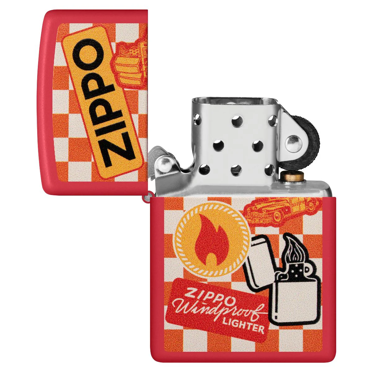 Zippo Lighter: Retro Zippo Design - Red Matte 48998 - Image 4