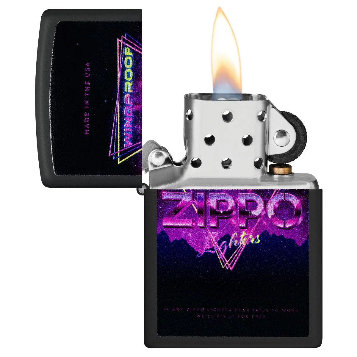 Zippo Lighter: Retro Zippo Sign - Black Matte 46247 - Image 3