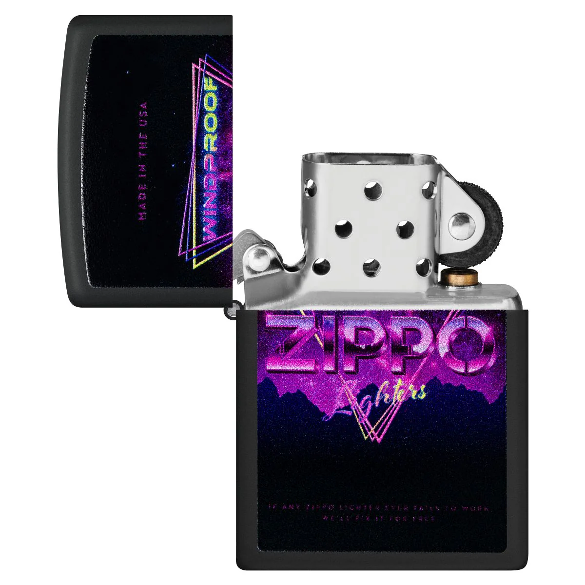 Zippo Lighter: Retro Zippo Sign - Black Matte 46247 - Image 4