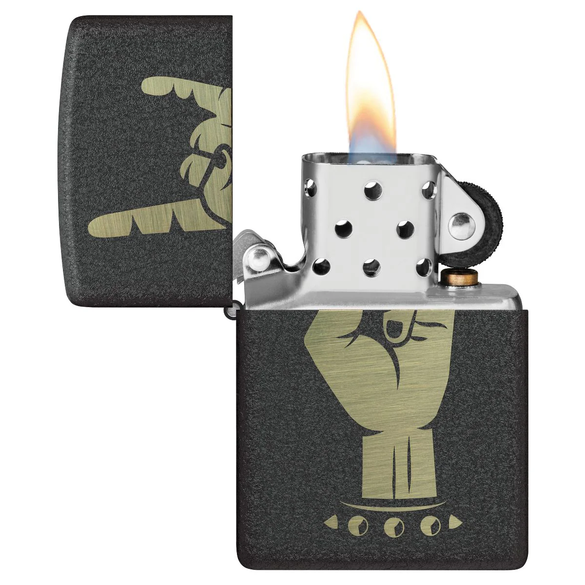 Zippo Lighter: Rock On Design - Black Crackle 47008 - Image 3
